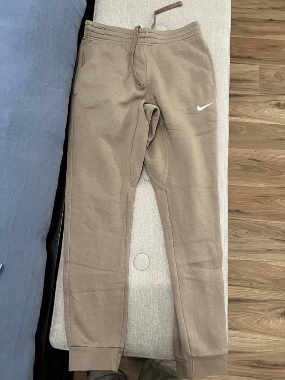 Nike Kids Tan Joggers with White Swoosh